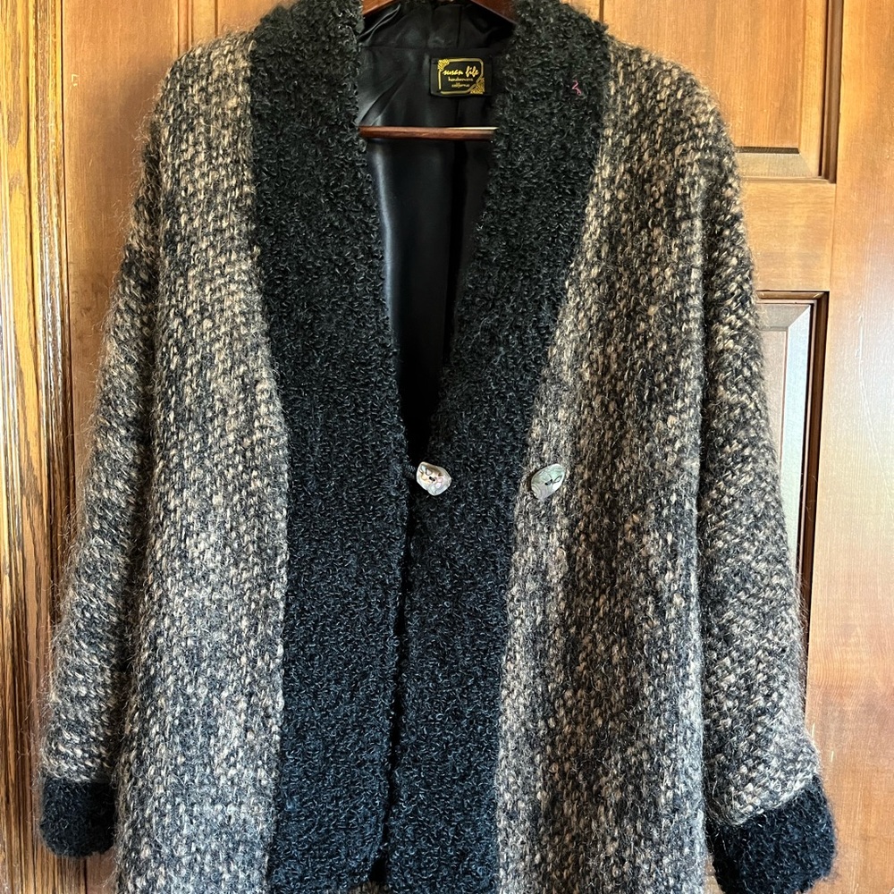 Black and Brown Handwoven Jacket with pockets designed by Susan Fife